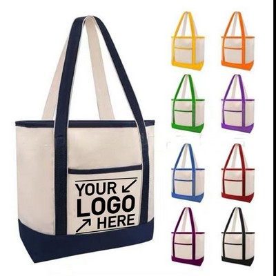 Cotton Canvas Zipper Deluxe Tote Bag