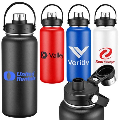 34oz Double-Wall Insulated Stainless Steel Water Bottle with Flip Spout