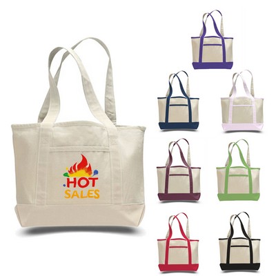 12 Oz. Canvas Tote Bag W/ Interior Zipper Pocket
